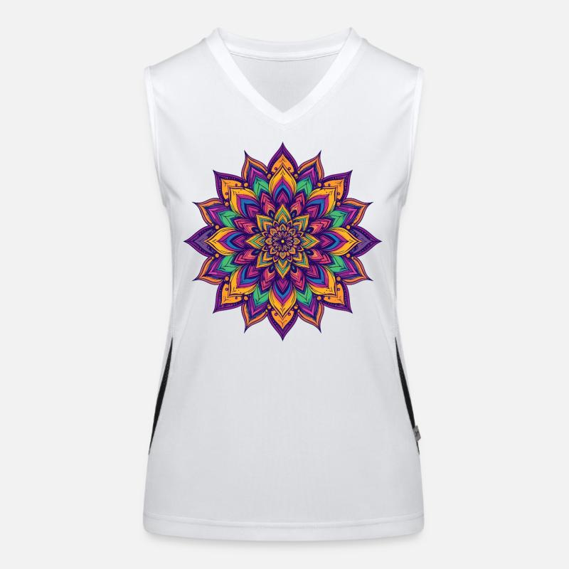 Bunter psychedelischer Mandala LSD Blütenstern Funktionelles Kontrast-Tank Top für Frauen