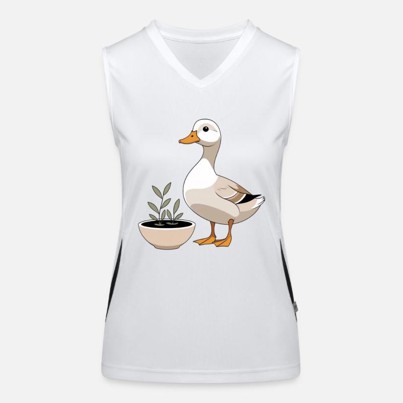Canard dans un pot de fleurs – illustration charmante Débardeur respirant contrasté Femme