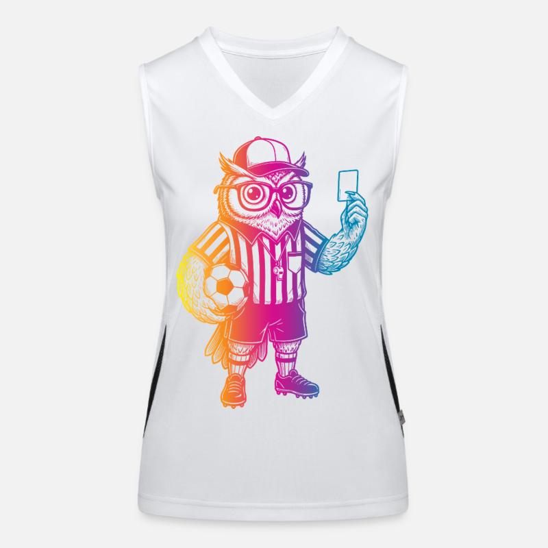 Fußball Eule Funktionelles Kontrast-Tank Top für Frauen