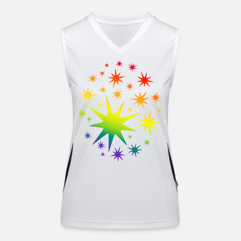 Bunte Sterne Regenbogen Farbverlauf Funktionelles Kontrast-Tank Top für Frauen