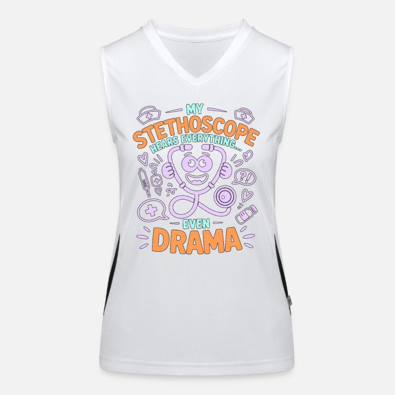 Nurse Practitioner My Stethoscope Hears Nursing Funktionelles Kontrast-Tank Top für Frauen