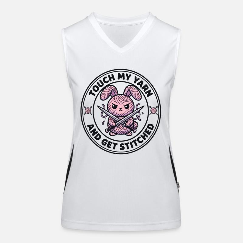 Touch My Yarn - Frecher Strickhase Funktionelles Kontrast-Tank Top für Frauen