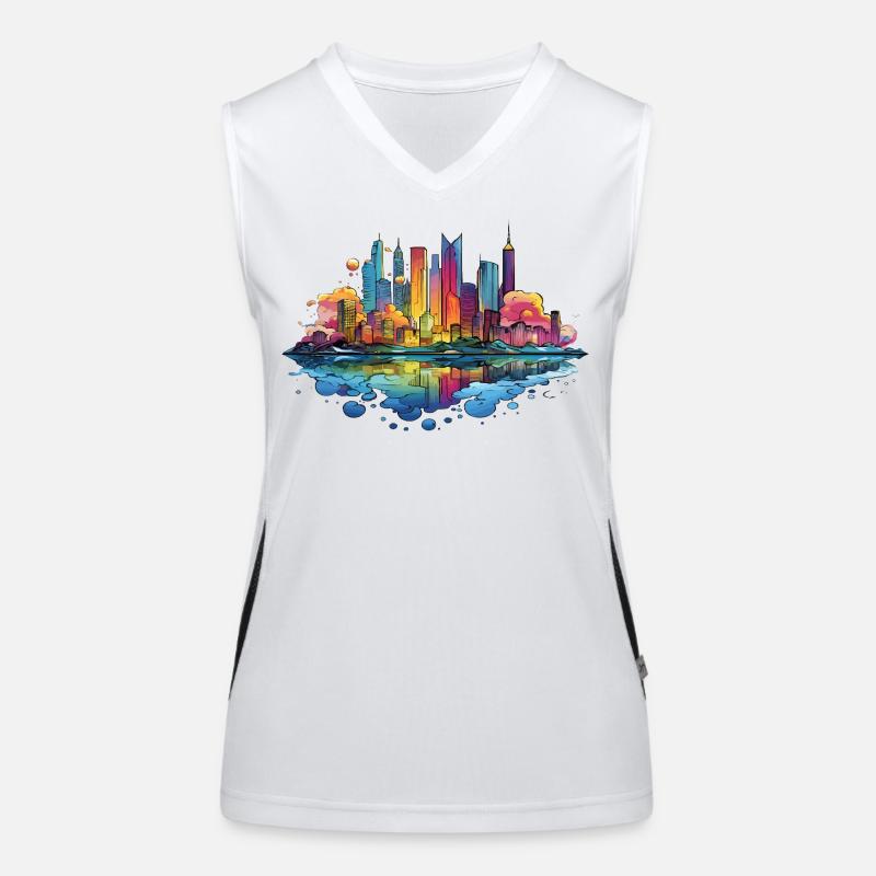 Colorful Skyline Reflection Women's Functional Contrast Tank Top