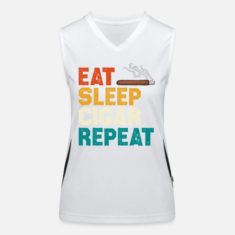 Eat Sleep Cigar Repeat Tee Funktionelles Kontrast-Tank Top für Frauen