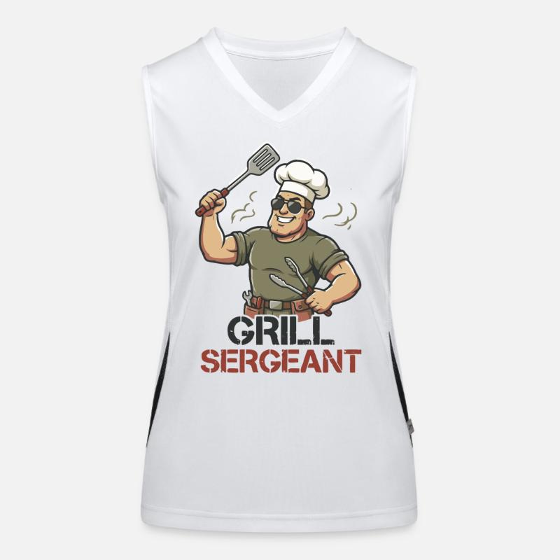 Grill Sergeant Lustiger BBQ Grillchef Funktionelles Kontrast-Tank Top für Frauen