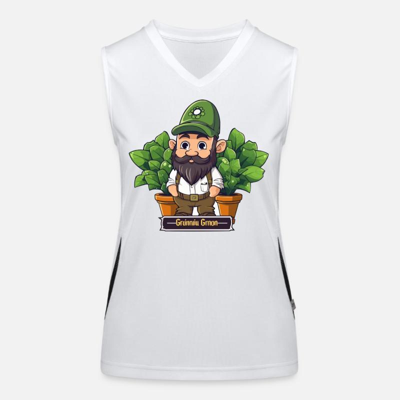 Grüner Gärtnergnom Comic Funktionelles Kontrast-Tank Top für Frauen