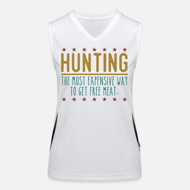 Jäger Lustiger Spruch – Gratis Fleisch Design Funktionelles Kontrast-Tank Top für Frauen