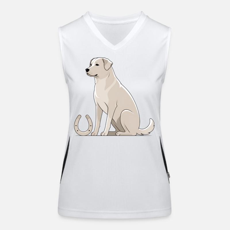Labrador silhouette with horseshoe - Women's Functional Contrast Tank Top - white/black
