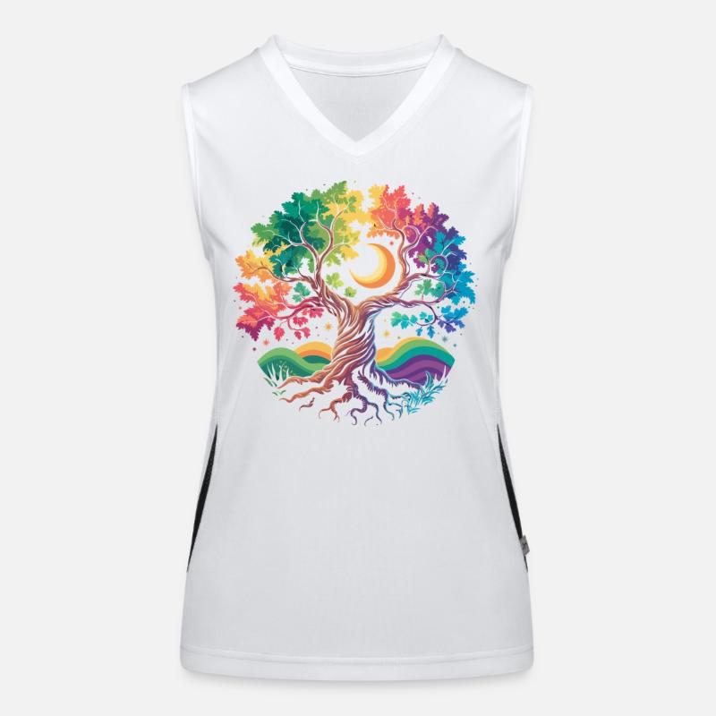 Regenbogenbaum Mondzauber Funktionelles Kontrast-Tank Top für Frauen