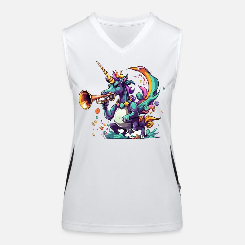 Farbexplosion Einhorn-Trompeter Funktionelles Kontrast-Tank Top für Frauen