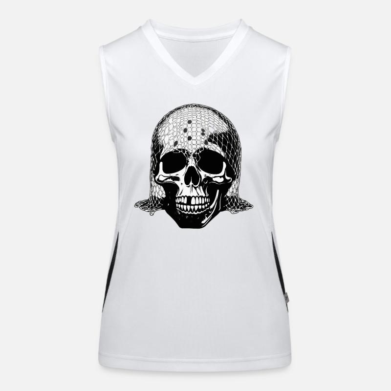 Skull with net veil Women's Functional Contrast Tank Top