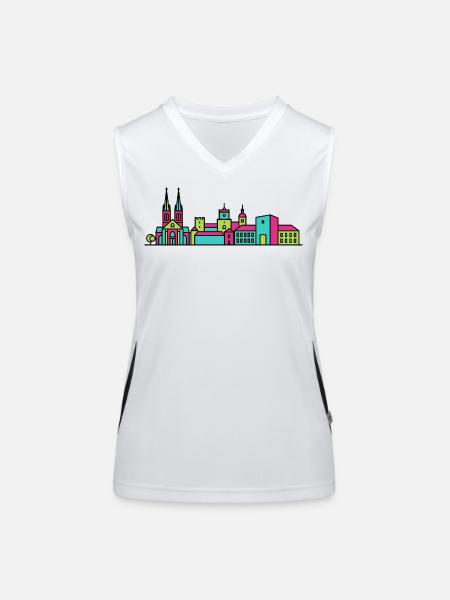 Cathédrale Skyline de la ville d’Uppsala Art moderne en ligne - Débardeur respirant contrasté Femme - blanc/noir - Devant