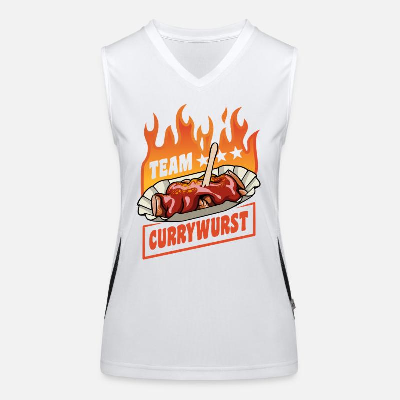 Équipe Currywurst | Flammes de la restauration rapide | Culte Débardeur respirant contrasté Femme