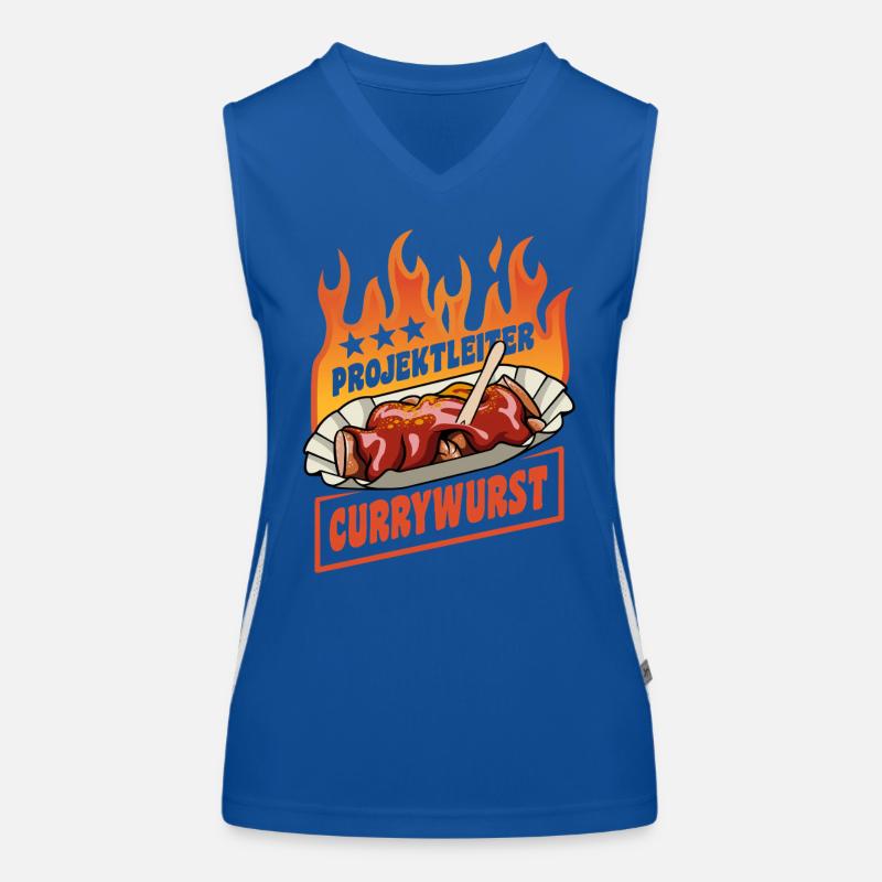 Chef de projet Currywurst | Restauration rapide | Flammes Débardeur respirant contrasté Femme