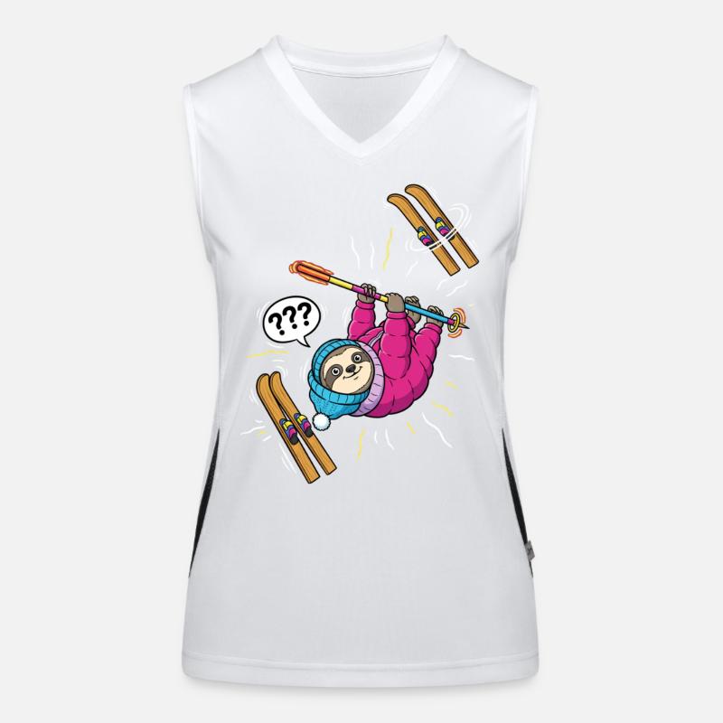 Confused sloth while skiing Women's Functional Contrast Tank Top