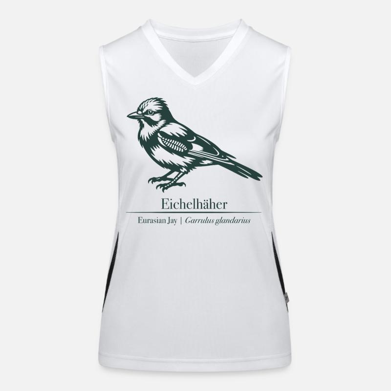 Jay Silhouette | Ornithology | Drawing Women's Functional Contrast Tank Top