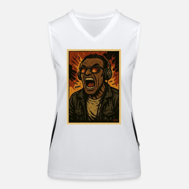 Kopfhörer-Sänger Flammen Funktionelles Kontrast-Tank Top für Frauen