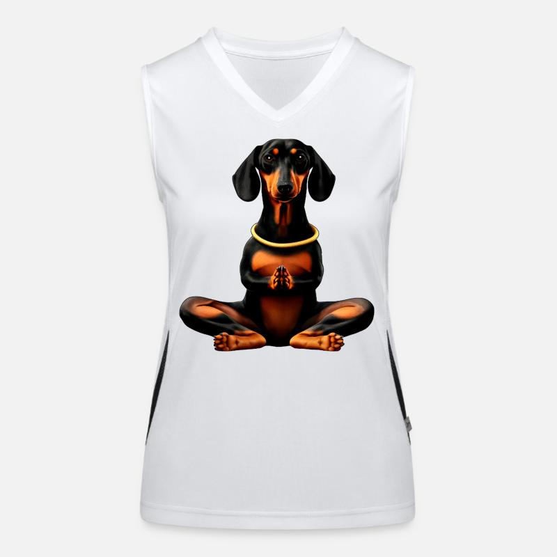 Yoga Dackel Funktionelles Kontrast-Tank Top für Frauen