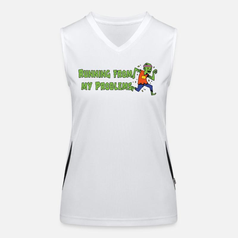 Running from my problems – Lustiger Zombie Spruch Funktionelles Kontrast-Tank Top für Frauen