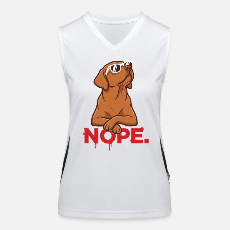 Nope. – Cool Foxred Labbi with sunglasses Women's Functional Contrast Tank Top