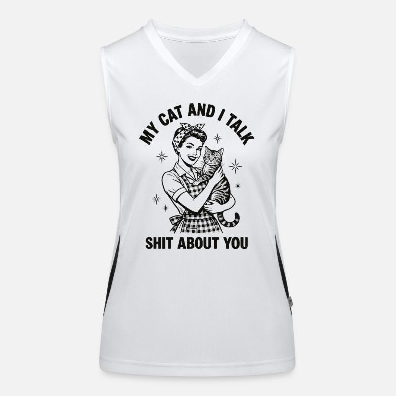 My Cat and I Talk Shit – Cat Mom Design Women's Functional Contrast Tank Top