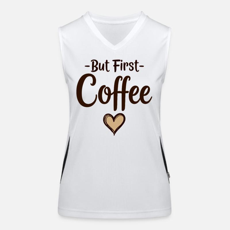 But First Coffee Kaffee Liebhaber Statement Funktionelles Kontrast-Tank Top für Frauen