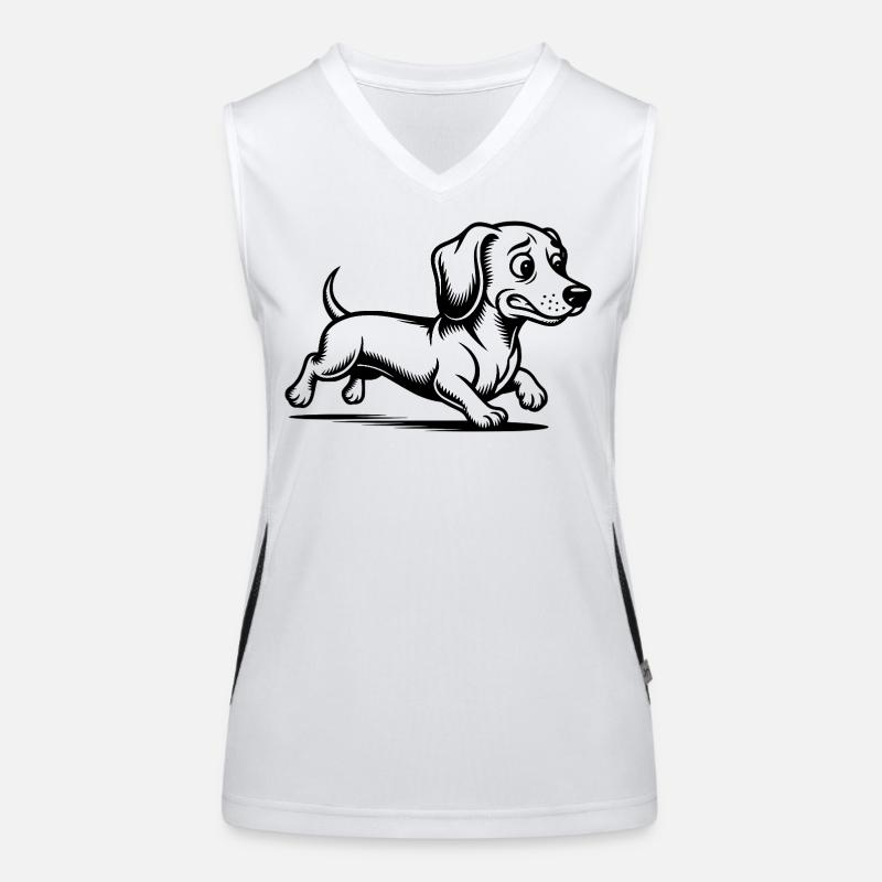 Promenade de chiots teckels à course Débardeur respirant contrasté Femme