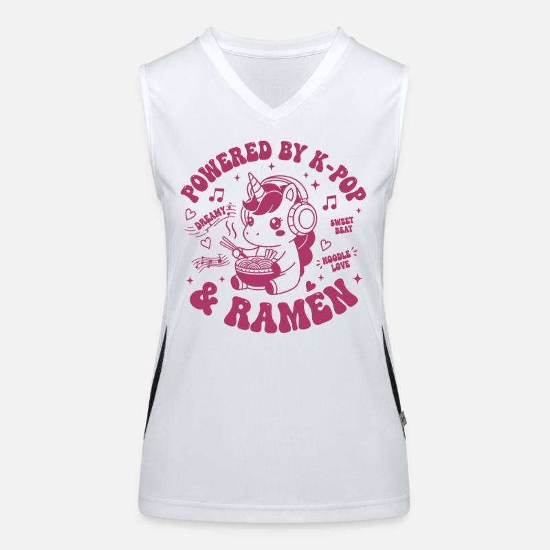 Powered By K-Pop And Ramen Kpop Anime Unicorn Women's Functional Contrast Tank Top