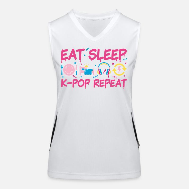 Eat Sleep K-Pop Repeat Kpop Korean Music Women's Functional Contrast Tank Top