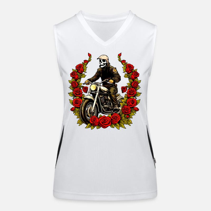 Roses squelette moto Débardeur respirant contrasté Femme