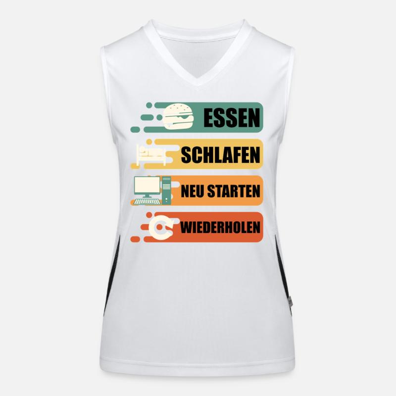 Technischer Support ESSEN SCHLAFEN NEU STARTEN Funktionelles Kontrast-Tank Top für Frauen