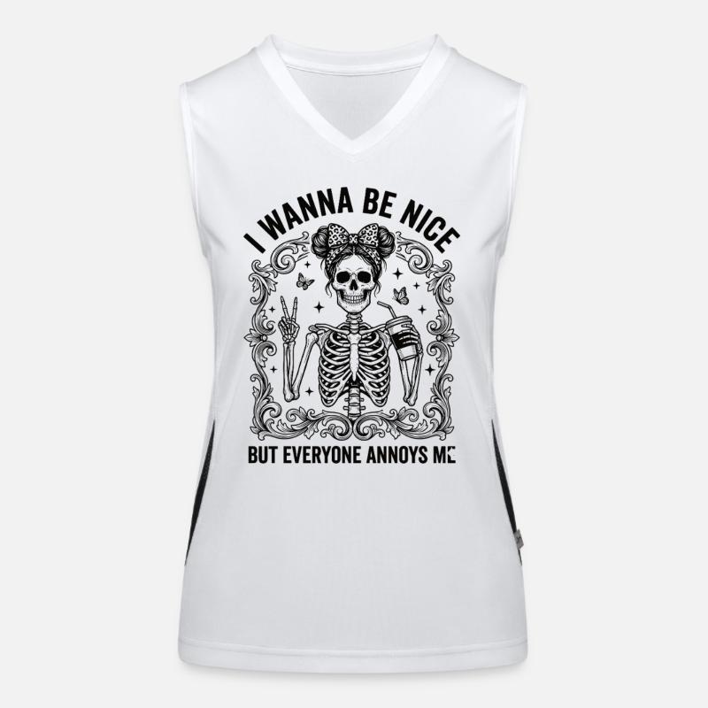Real Irony Skeleton Humor Statement Women's Functional Contrast Tank Top