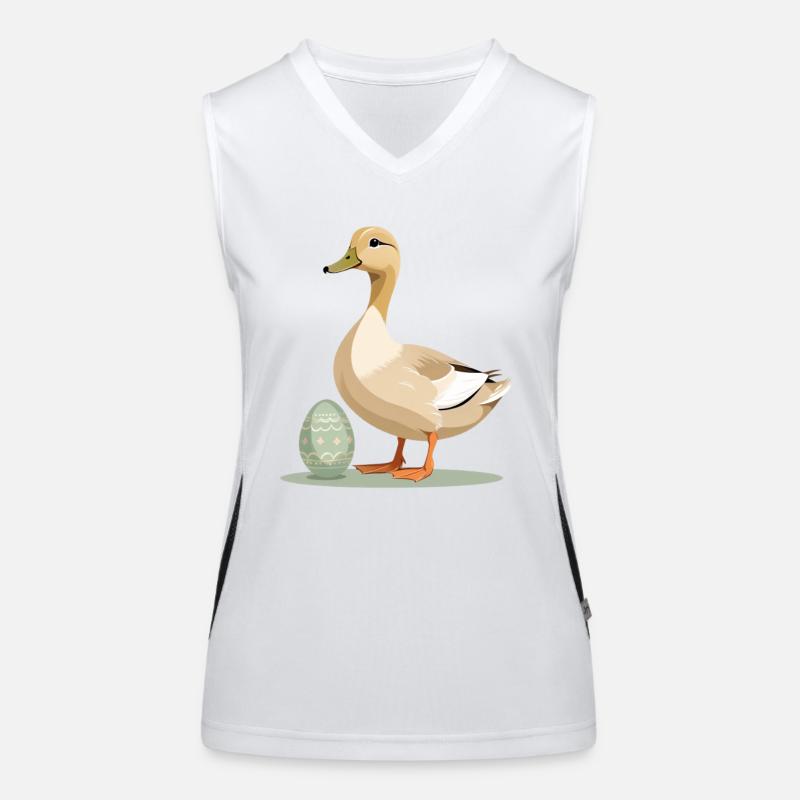 Spring duck with Easter egg Women's Functional Contrast Tank Top