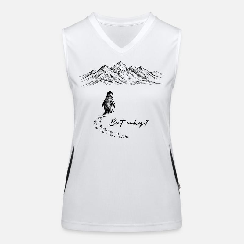 Penguin Meme But why? Snow Trail Mountains Doodle Women's Functional Contrast Tank Top