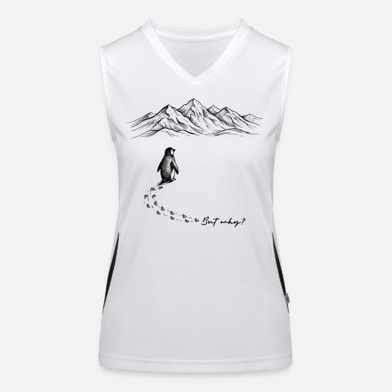 But why? Penguin Meme Footprints Doodle Doodle Women's Functional Contrast Tank Top