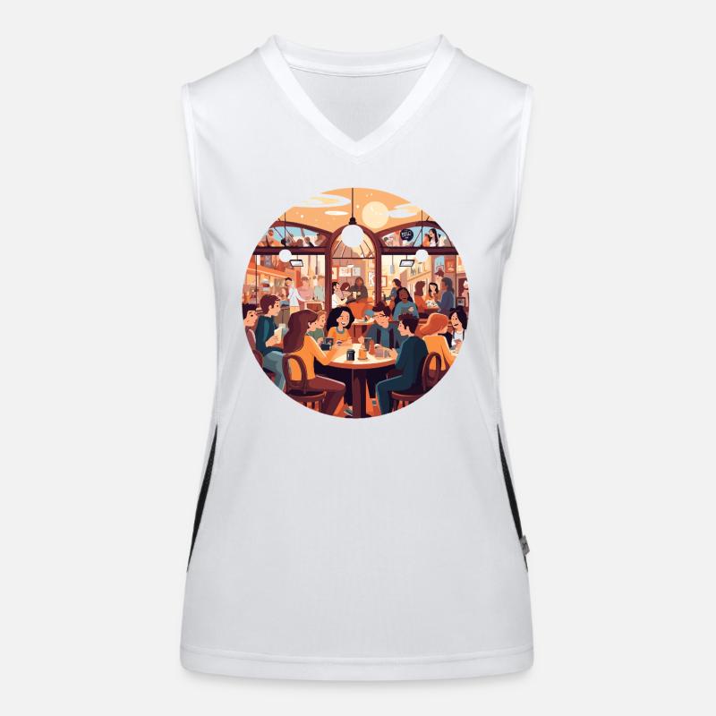 Cafe conversations in the evening light Women's Functional Contrast Tank Top