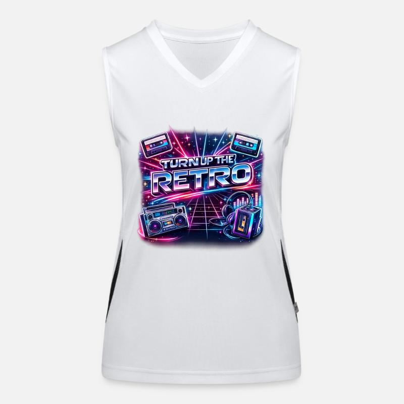 Turn Up the Retro Neon Nostalgia Funktionelles Kontrast-Tank Top für Frauen