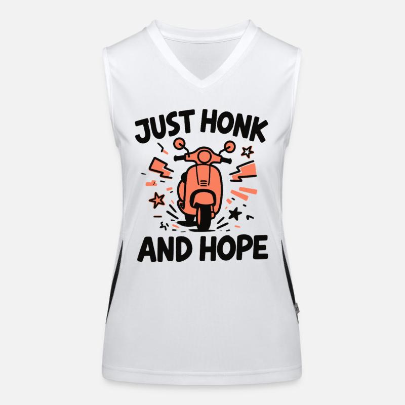 Just Honk & Hope | Bali Scooter Humor Women's Functional Contrast Tank Top