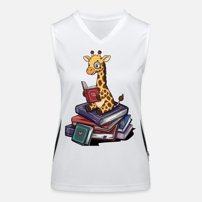 Bookworm Giraffe Animal Reading Books Art Women's Functional Contrast Tank Top