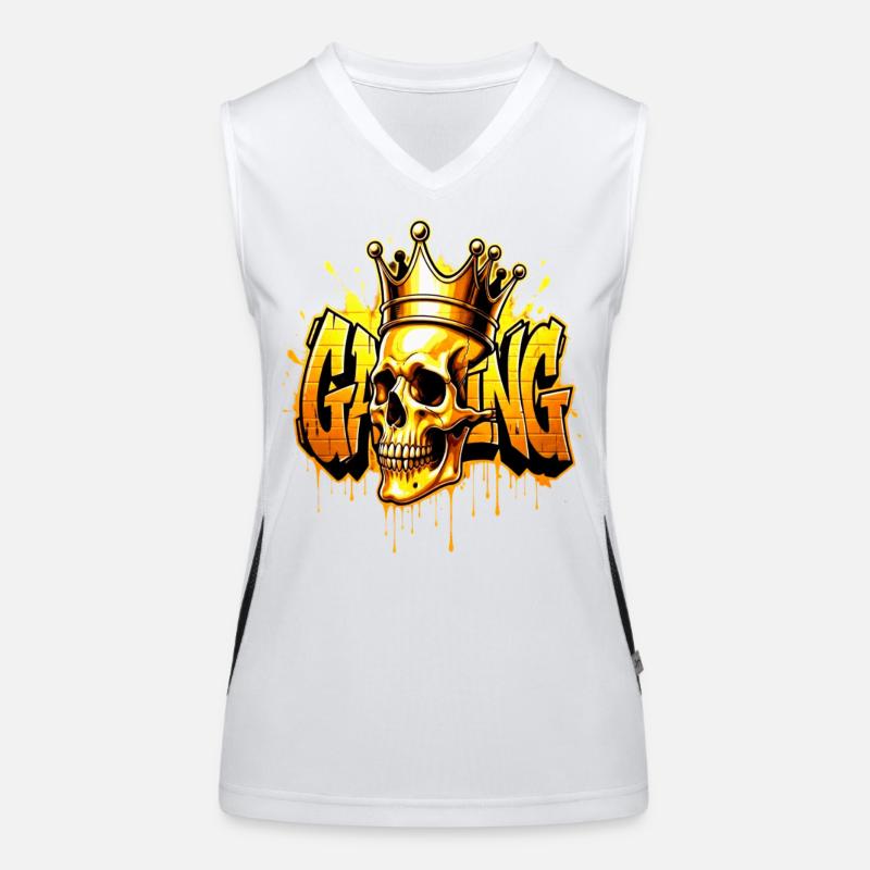 Graffiti Gaming Skull Gold Funktionelles Kontrast-Tank Top für Frauen