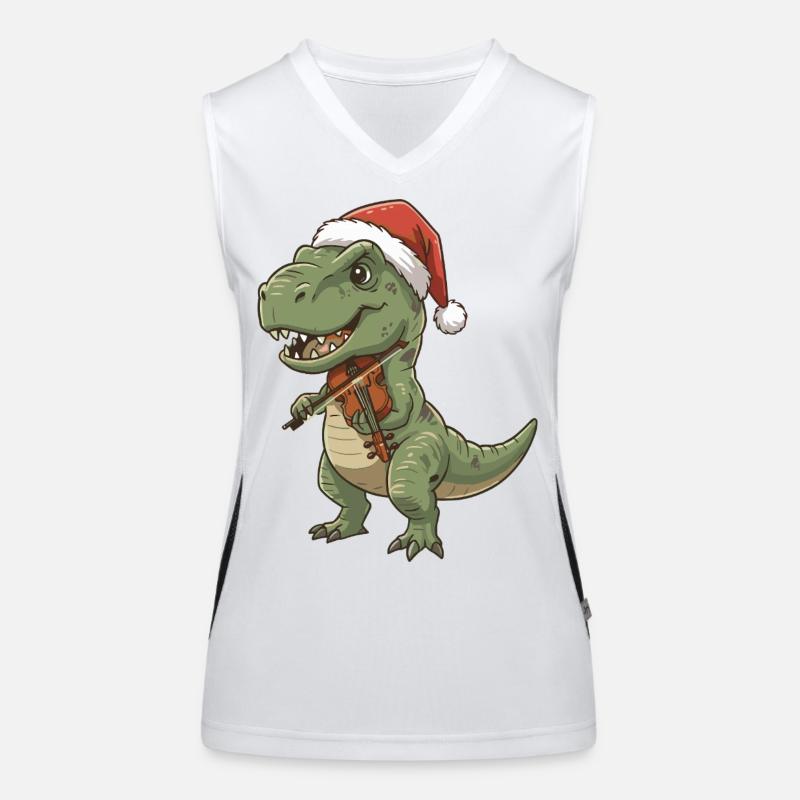 Christmas T-Rex Dinosaur Playing Violin Women's Functional Contrast Tank Top