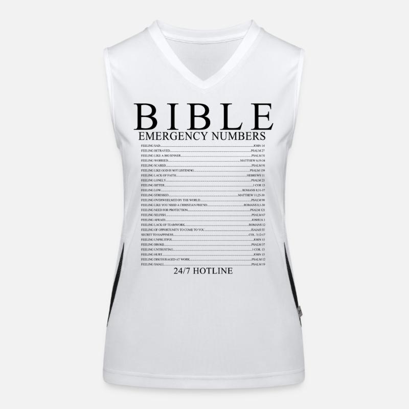 Bibel-Notfallzahlen Christliches Glaubensdesign Funktionelles Kontrast-Tank Top für Frauen