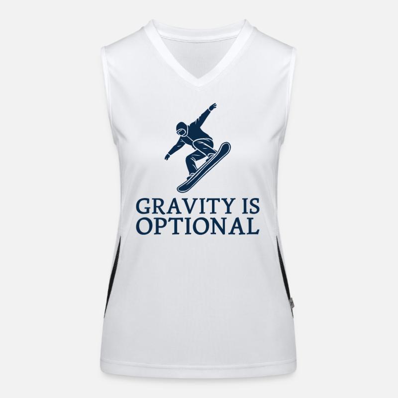 Gravity is optional Snowboarder Wintersport Fun Funktionelles Kontrast-Tank Top für Frauen