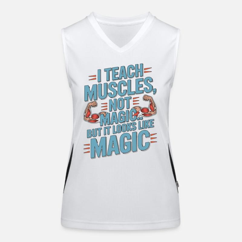 PT Educator I Teach Muscles Not Magic PT Mentoring Funktionelles Kontrast-Tank Top für Frauen