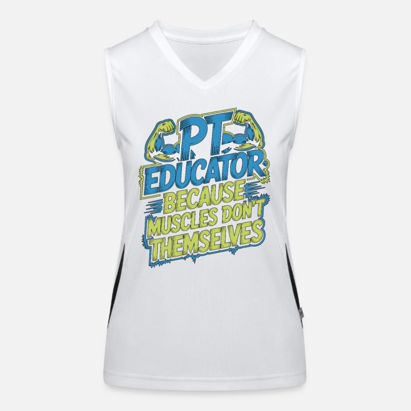 PT Educator Because Muscles Don't Movement Therapy Funktionelles Kontrast-Tank Top für Frauen