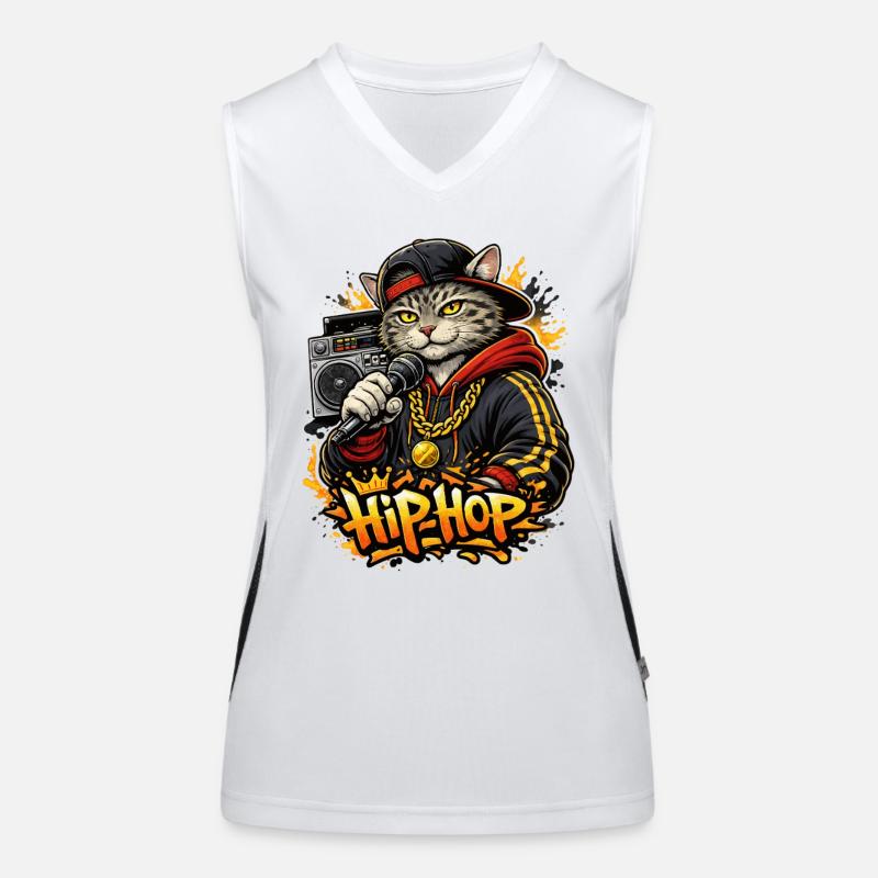 HipHop Katze mit Mikro Funktionelles Kontrast-Tank Top für Frauen