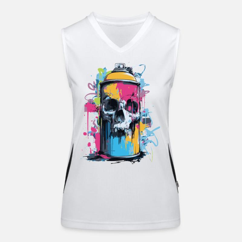 Skull Graffiti Spray Can Women's Functional Contrast Tank Top