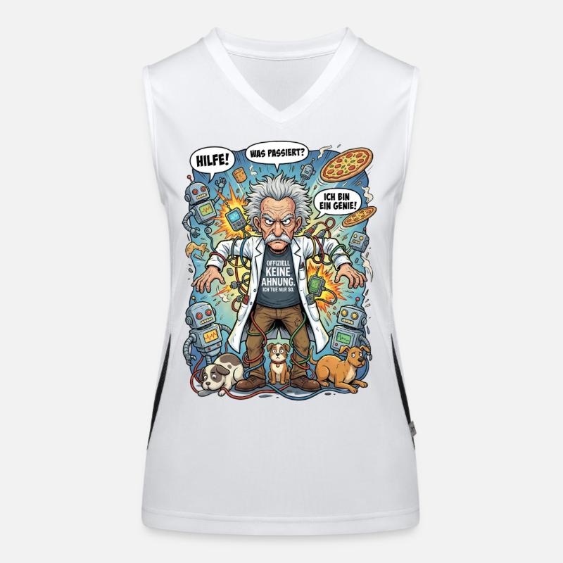 Genie im Chaos: Einstein und Roboter Funktionelles Kontrast-Tank Top für Frauen