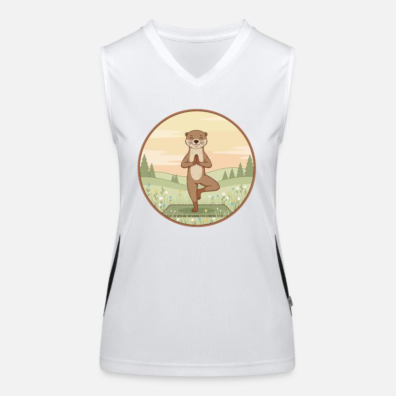 Yoga Otter Animal Doing Tree Pose Women's Functional Contrast Tank Top