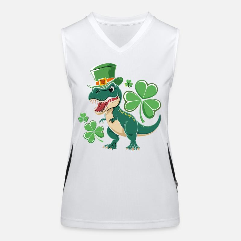 Dino vert avec chapeau de trèfle Débardeur respirant contrasté Femme